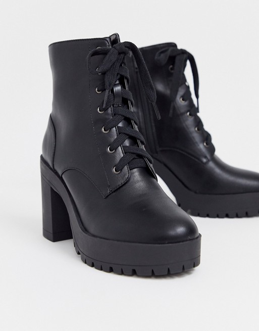 London Rebel lace up platform boots in black | ASOS