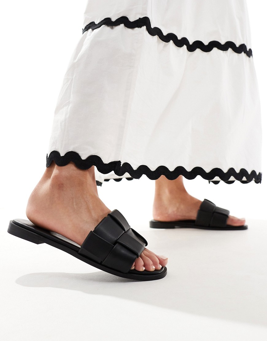 large weave sandals in black