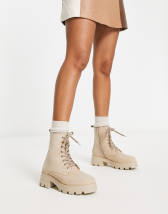 ASRA Bumbles lace up ankle boots in bone quilted leather | ASOS