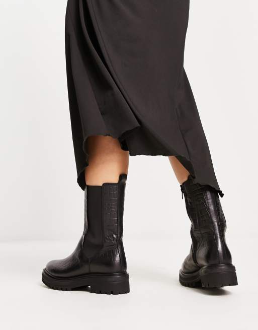 London rebel elastic on sale flat over knee boot