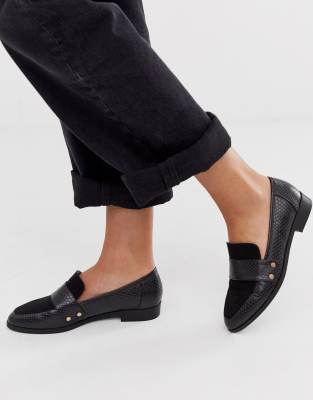 London Rebel loafer in black snake | ASOS