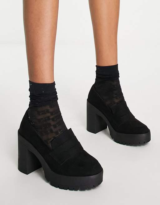 London Rebel – Loafer in Schwarz mit dicker Plateausohle 