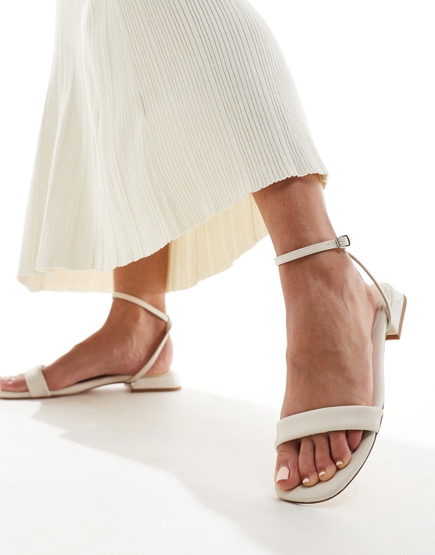 low heel strap sandals in cream-White