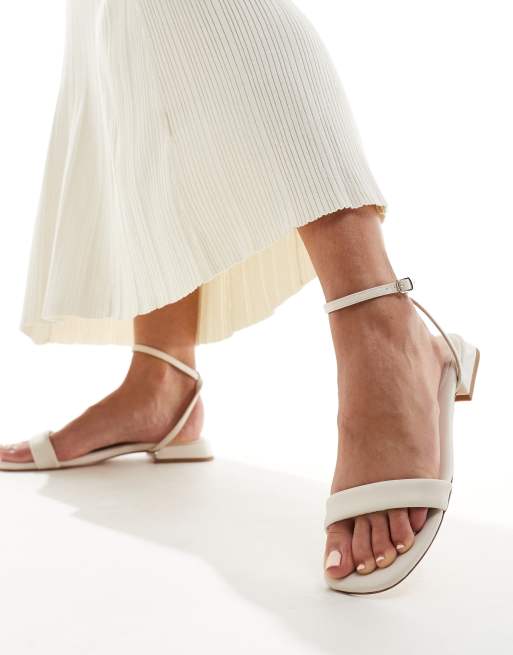 London Rebel low heel strap sandals in cream | ASOS