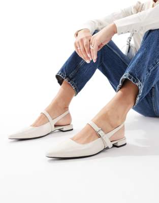  Luna sling back pointed toe flats in ecru