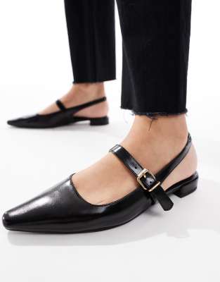 London Rebel Luna Slingback Pointed Toe Flats In Multi