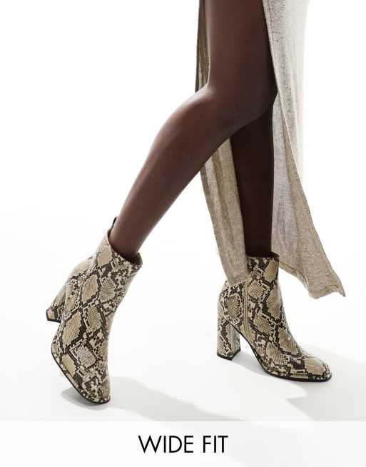 London Rebel - Maddie - Bottines pointure large à talon carré - Serpent 