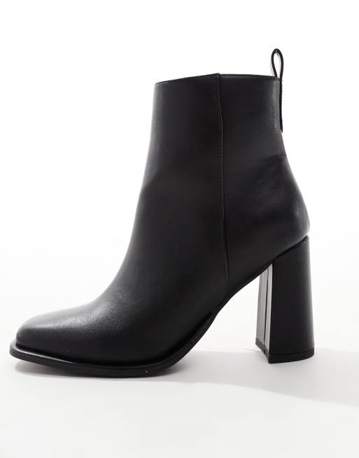 Black booties with block heel best sale