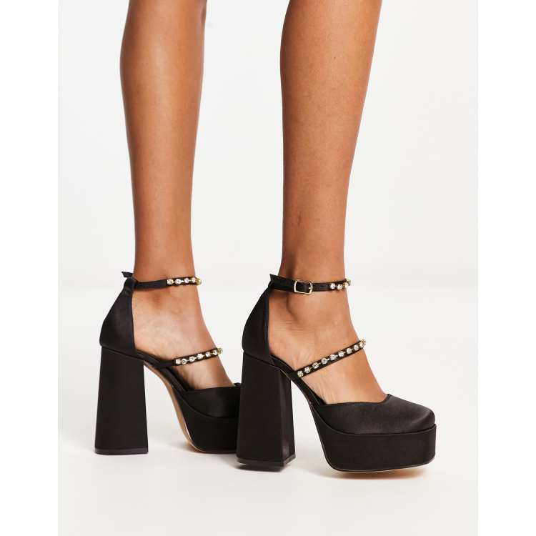 London rebel square store toe block heels