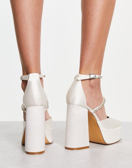 Ivory satin hot sale platform heels