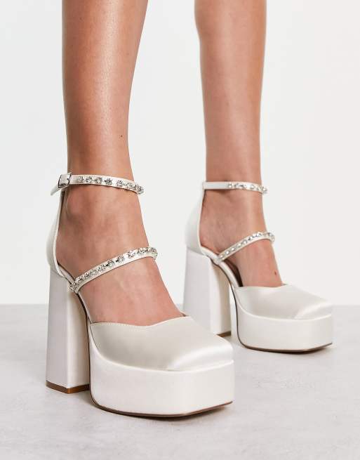 Ivory satin 2025 platform heels