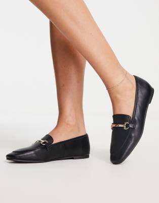 London Rebel metal trim loafers in black