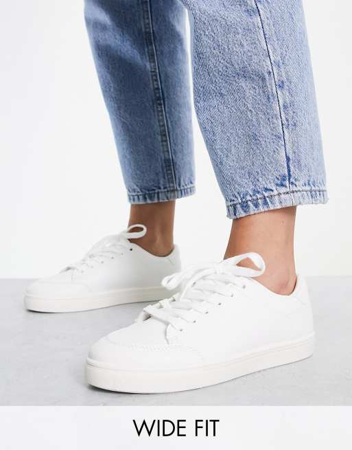 London Rebel – Minimal – Sneaker zum Schnüren in Weiß, weite Passform