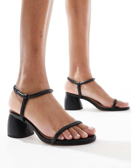 London Rebel minimal strap heel sandals in black