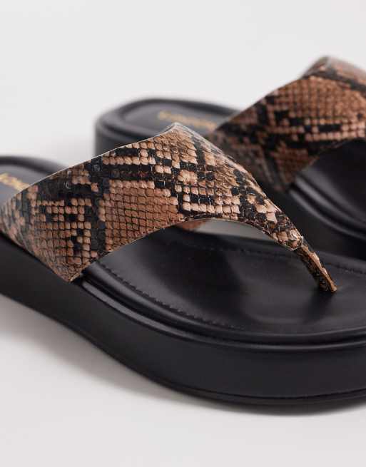 London Rebel - Mira - Sandali infradito flatform pitonati, 4 di 4