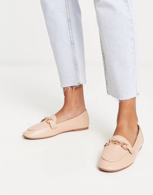 London Rebel - Mocassini beige con dettaglio in metallo