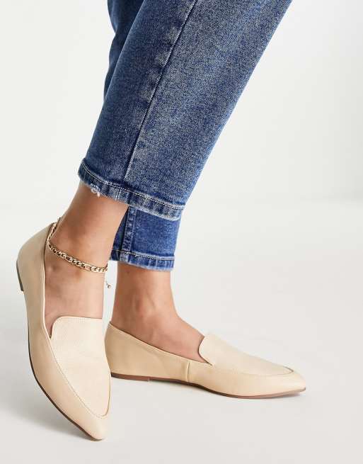 London Rebel - Mocassins plats pointus - Crème