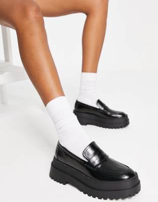 London Rebel - Mocassins ultra chunky à ornement métallique - Noir 