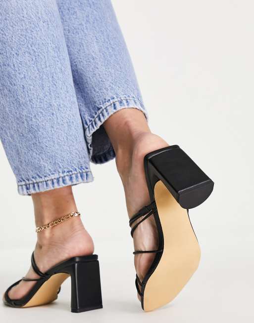 London Rebel - Mules carrées à brides et talon - Noir, 4 de 4