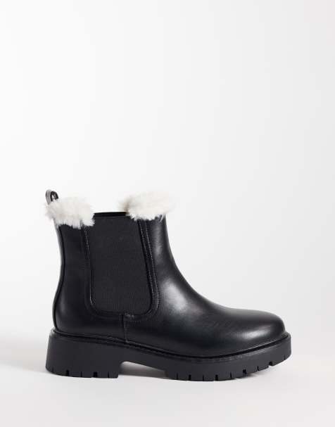 London Rebel Noa chelsea boots met teddyvoering en dikke zool, brede pasvorm, zwart - view 1
