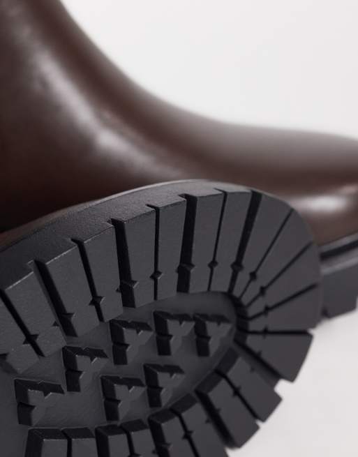 London Rebel Noa teddygefütterte klobige Chelsea-Boots in Braun, 3 von 4