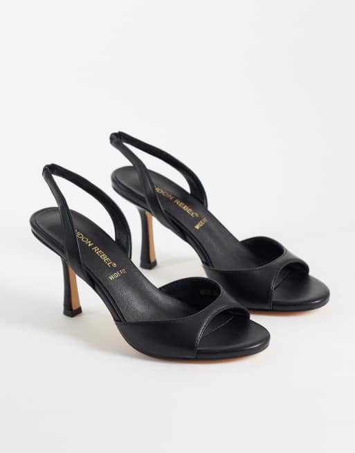 London Rebel - Nora - Chaussures à talon haut et bout ouvert - Noir, 2 de 4