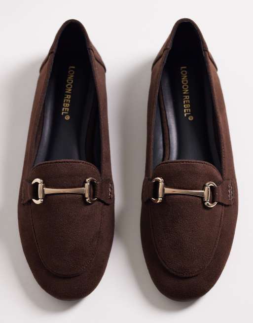 London Rebel – Nori – Bruna loafers med spänne, 2 av 4