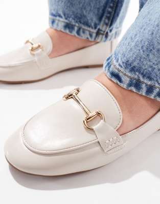 London Rebel Nori Buckle Detail Loafers In White
