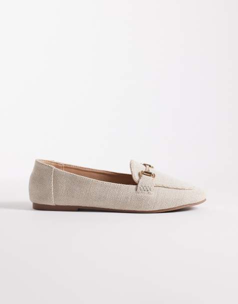 London Rebel - Nori - Loafers met brede pasvorm en gespdetail in naturel - view 1