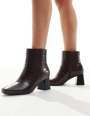 London Rebel Nova Bottines effet croco Marron ASOS