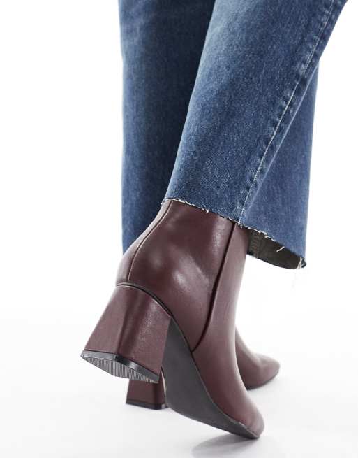 London Rebel Nova mid ankle boots in burgundy