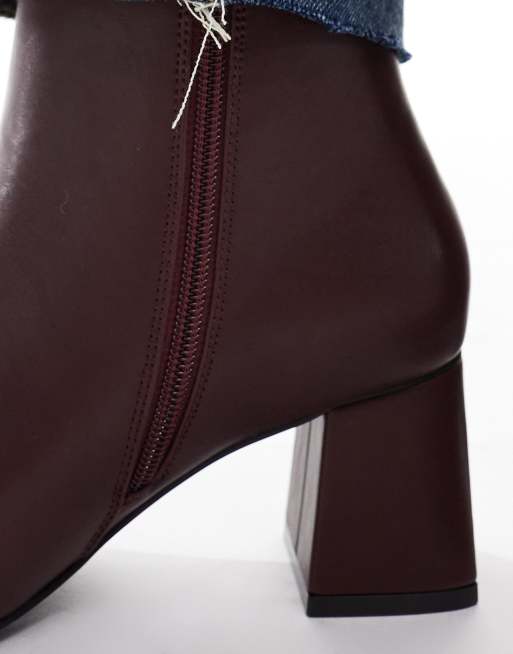 London Rebel Nova mid-ankle boots in burgundy, 3 of 4