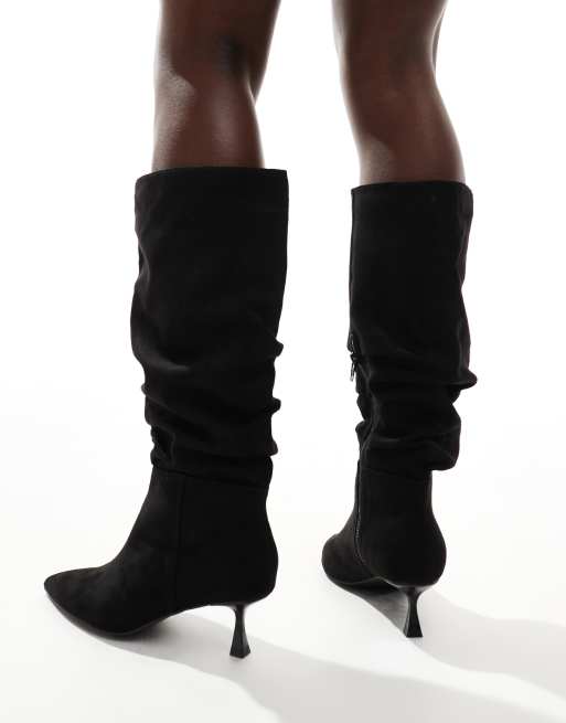 London Rebel - Nyla - Bottes pointure large amples à petit talon - Noir , 4 de 4