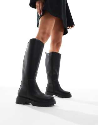 London Rebel - Olivia - Bottes chunky larges hauteur genou - Noir 39