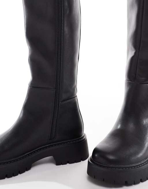 London Rebel – Olivia – Svarta, grova, knähöga boots, 3 av 4