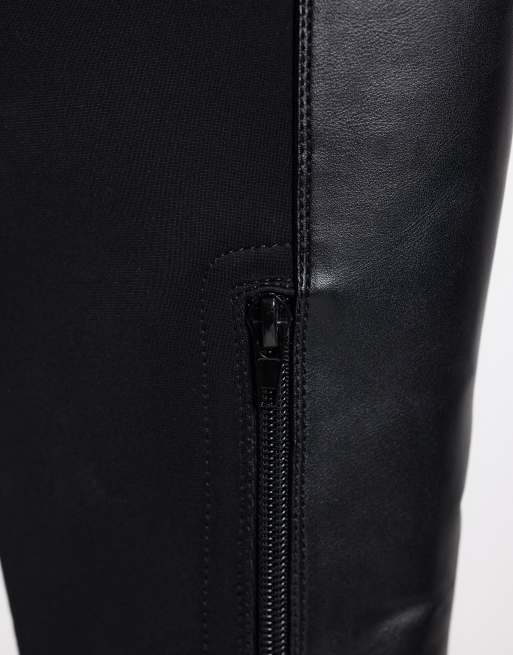 London Rebel Orah stretch chunky knee boots in black, 3 of 4