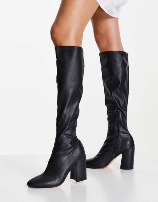 London Rebel over the knee sock boots in black | ASOS