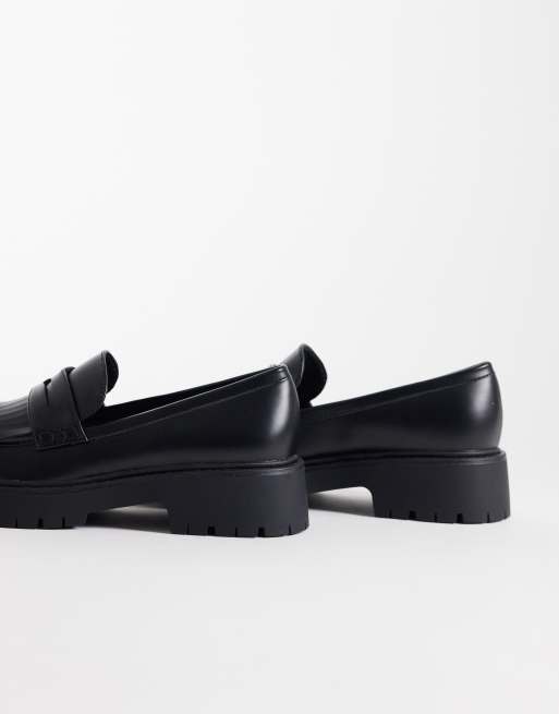 London Rebel – Palmer – Loafer in Schwarz mit dicker Sohle und Fransen, 4 von 4