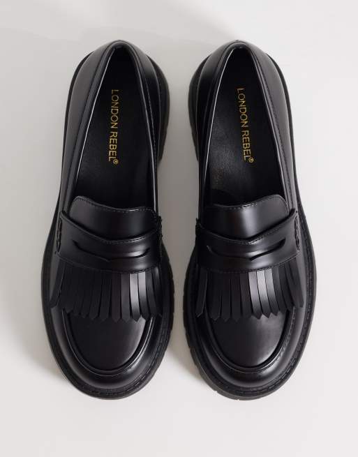 London Rebel - Palmer - Mocassins chunky à pampilles - Noir, 3 de 4