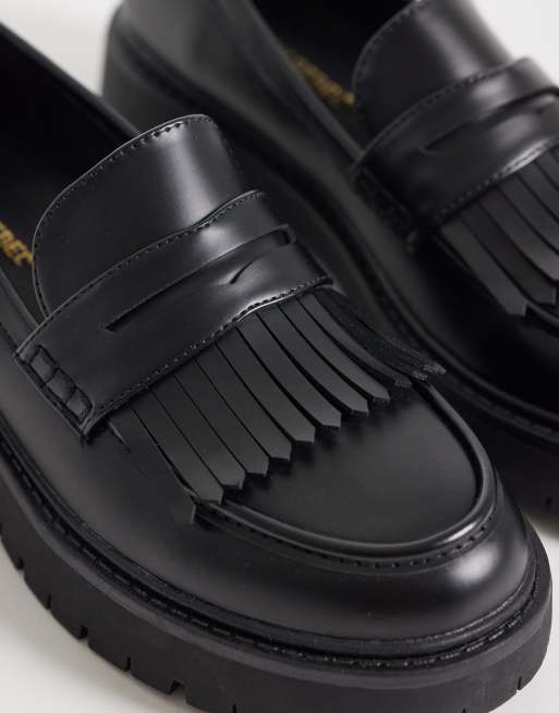 London Rebel - Palmer - Sorte chunky loafers med kvaster, 2 af 4