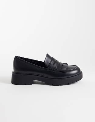 London Rebel Palmer Tassel Chunky Loafers In Black