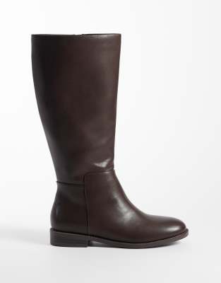 London Rebel Paloma Refined Riding Boots In Brown