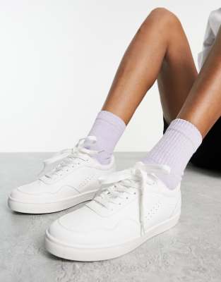 London Rebel panelled lace up trainers in white - ASOS Price Checker