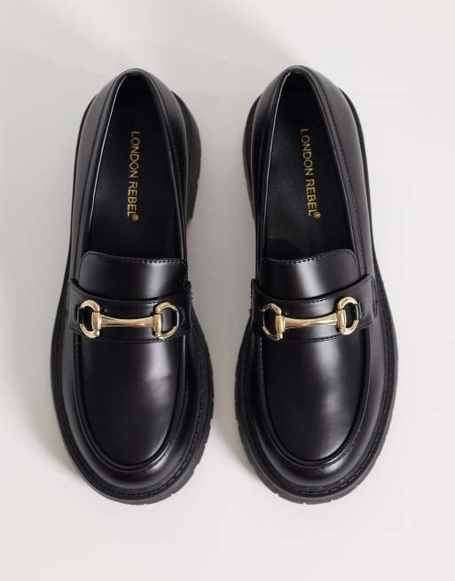 London Rebel - Peggy - Sorte chunky loafers med metaldetaljer, 4 af 4