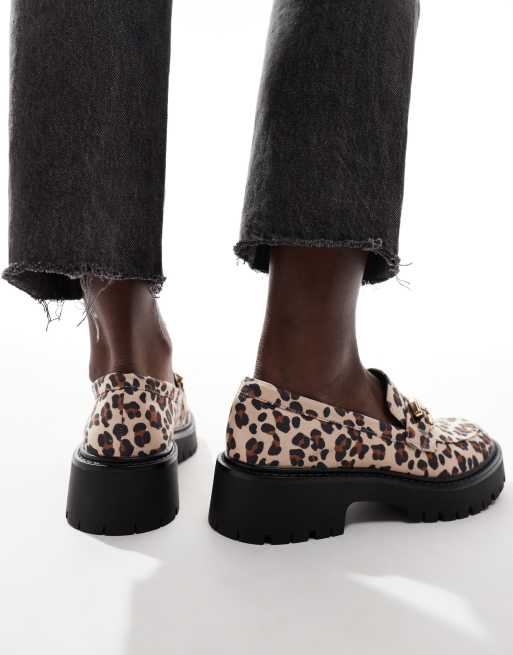 London Rebel Perdy metal trim chunky loafers in leopard, 4 of 4