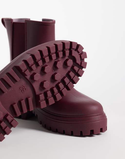 London Rebel - Phoebe - Bottes Chelsea chunky - Bordeaux, 3 de 4