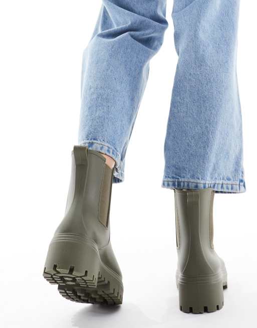 London Rebel – Phoebe – Chelsea Boots in Oliv mit dicker Sohle, 2 von 4