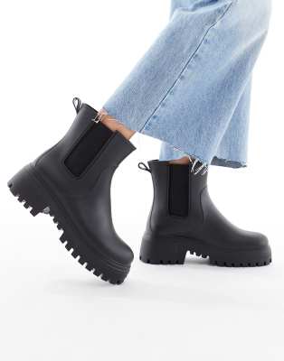 London Rebel - Phoebe - Chelsea-Stiefel in Schwarz mit dicker Sohle