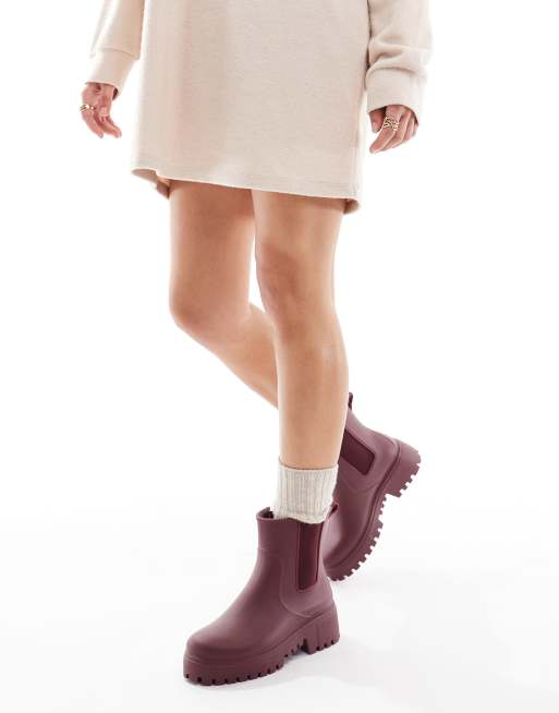 London Rebel – Phoebe – Vinröda, grova chelseaboots, 4 av 4