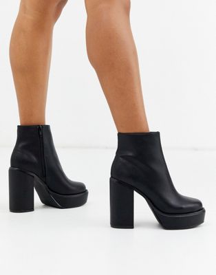 London Rebel platform ankle boots in black | ASOS